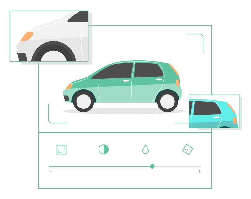 illustration of a car in a photo editor application